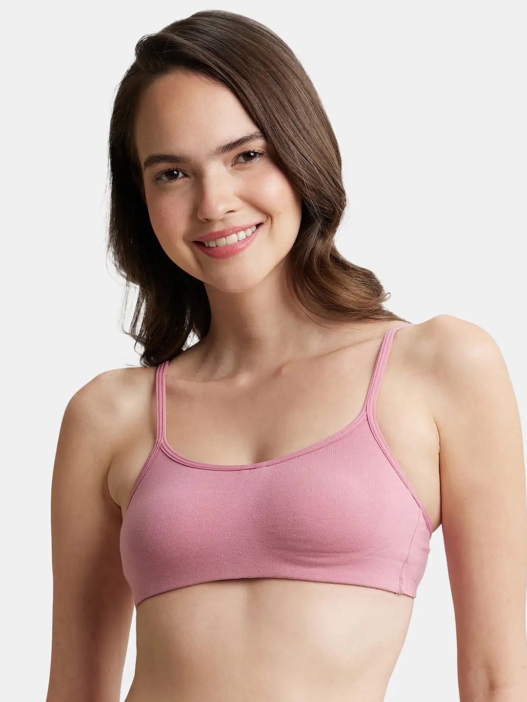 

Jockey Wirefree Non Padded Cotton Full Coverage Beginners Bra with Adjustable Straps -SS12, Pink