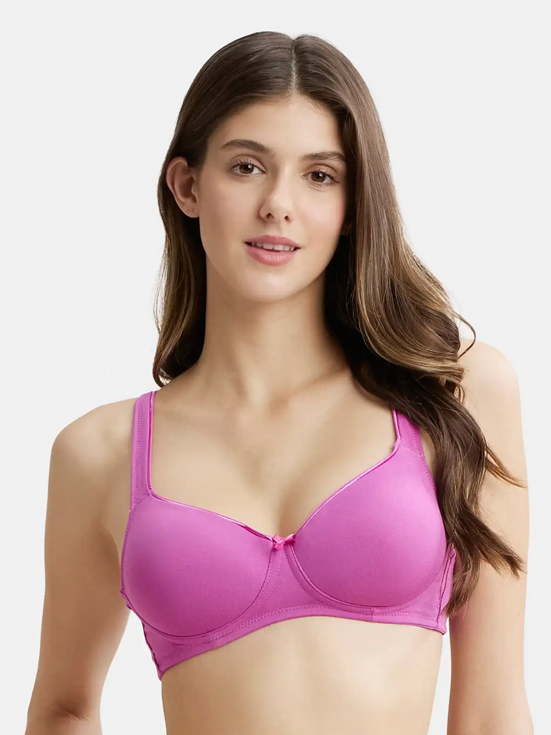 

Jockey Wirefree Padded Cotton Full Coverage Tshirt Bra with Broad Fabric Straps-FE35, Purple