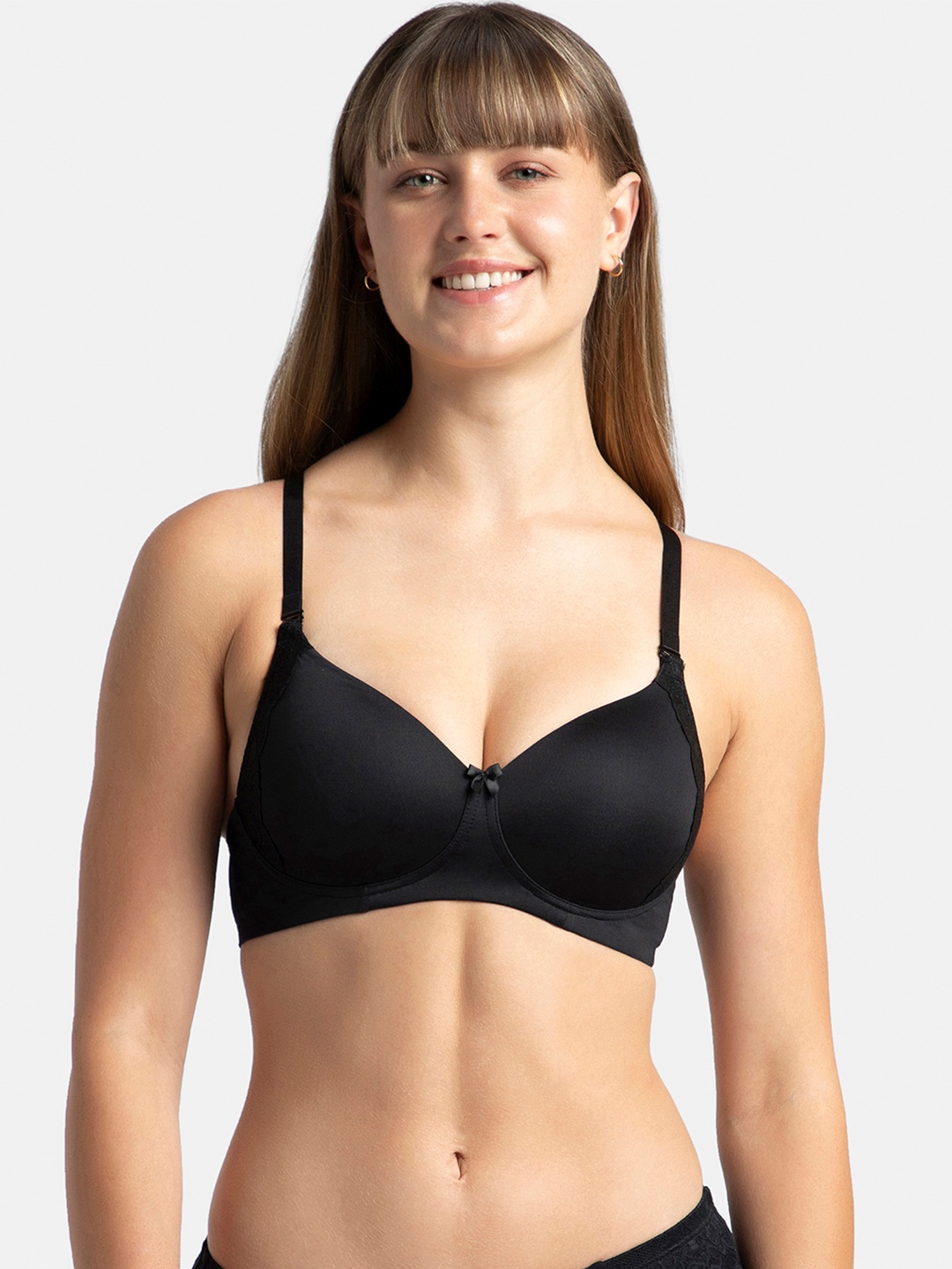 

Jockey Wirefree Padded Soft Touch Full Coverage Multiway Styling Tshirt Bra-1816, Black