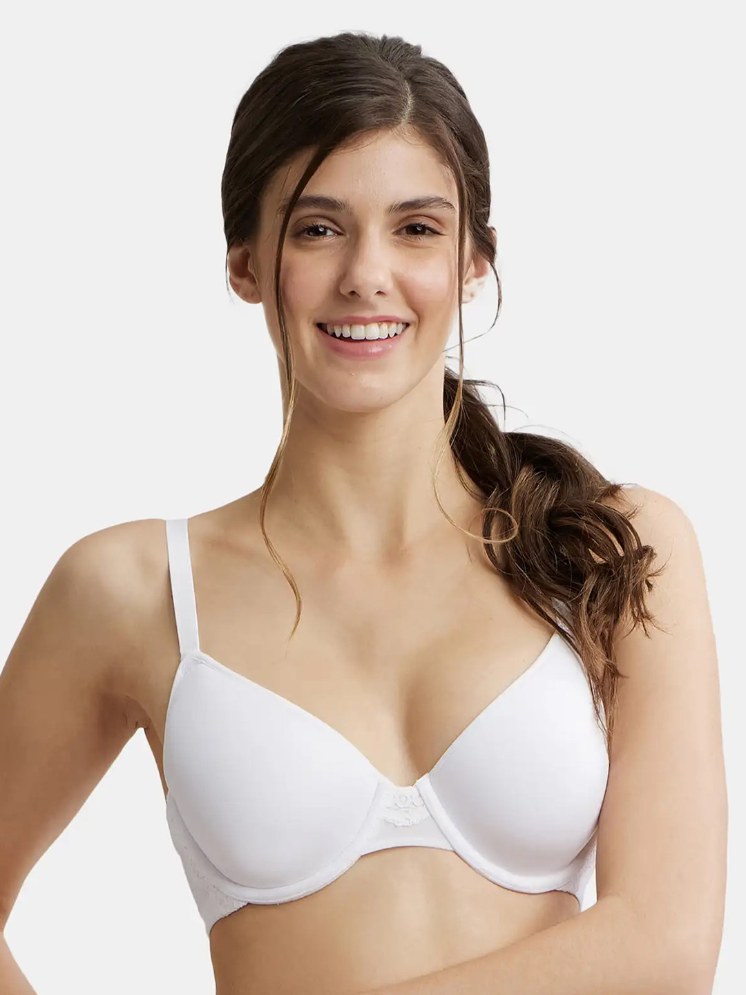

Jockey UnderWired Padded Polyester Full Coverage Tshirt Bra with Adjustable Straps-FE43, White