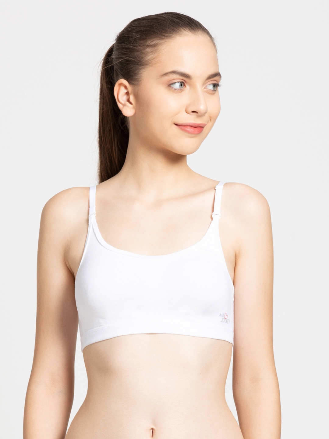

Jockey Wirefree Non Padded Cotton Full Coverage Uniform Bra with Detachable Straps MJ08, White