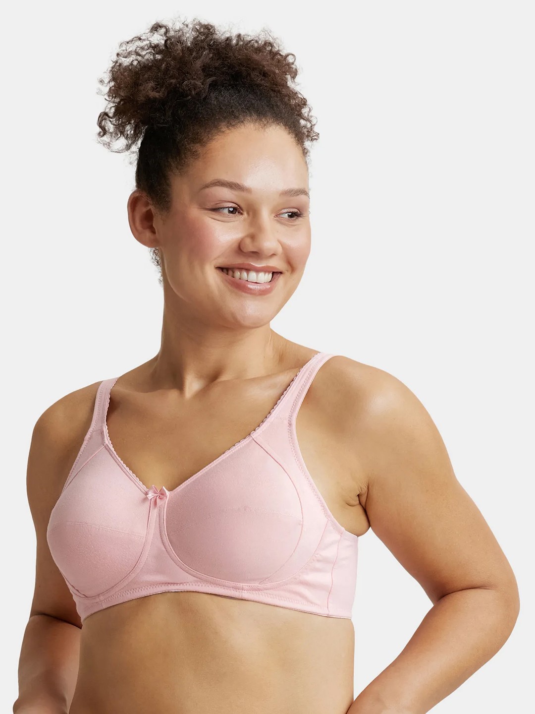 

Jockey Wirefree Non Padded Cotton Full Coverage Plus Size Bra with Side Panel Support-ES13, Pink