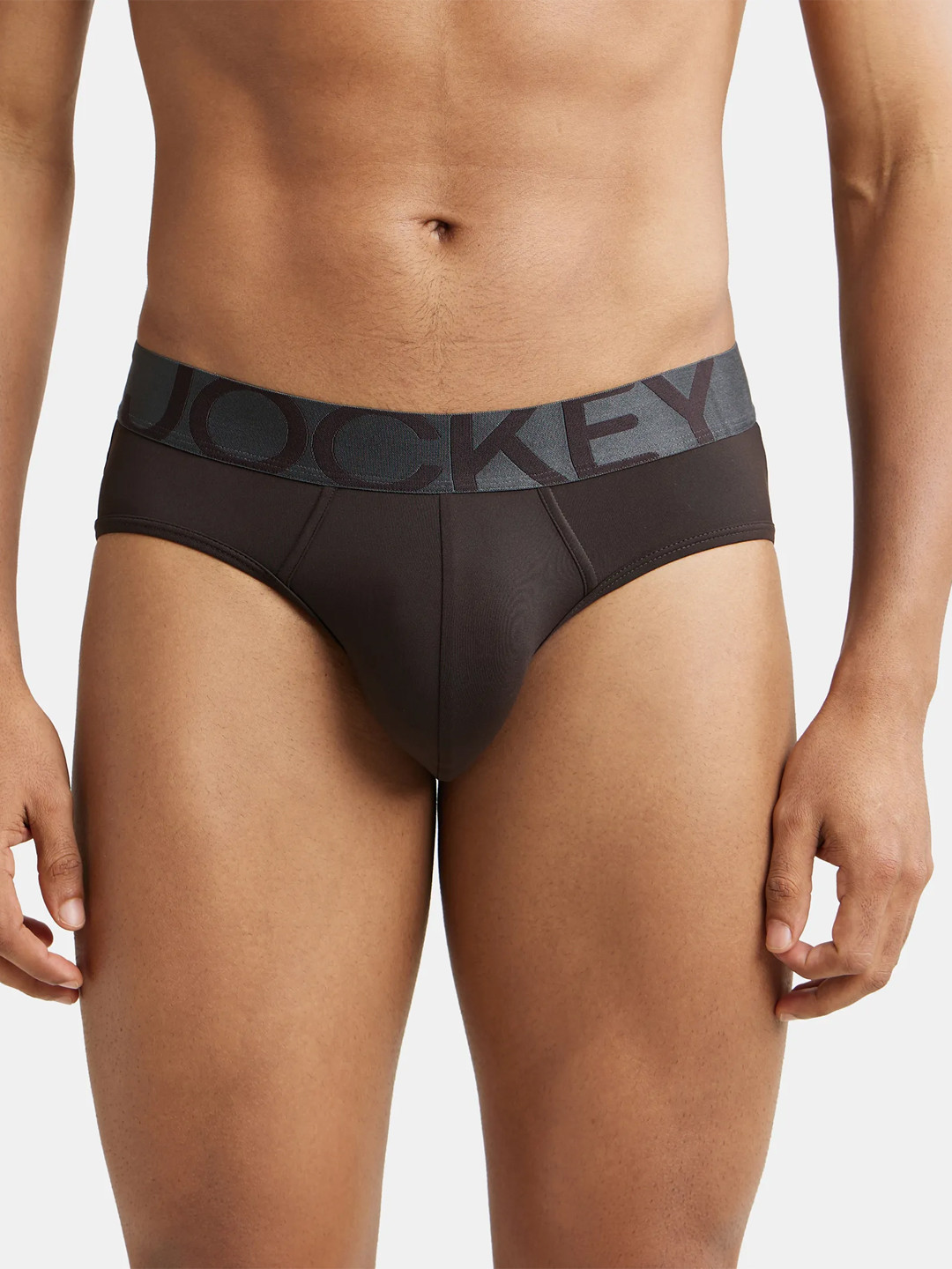 

Jockey Tactel Microfiber Stretch Solid Brief with Moisture Move Treatment-IC27, Coffee brown