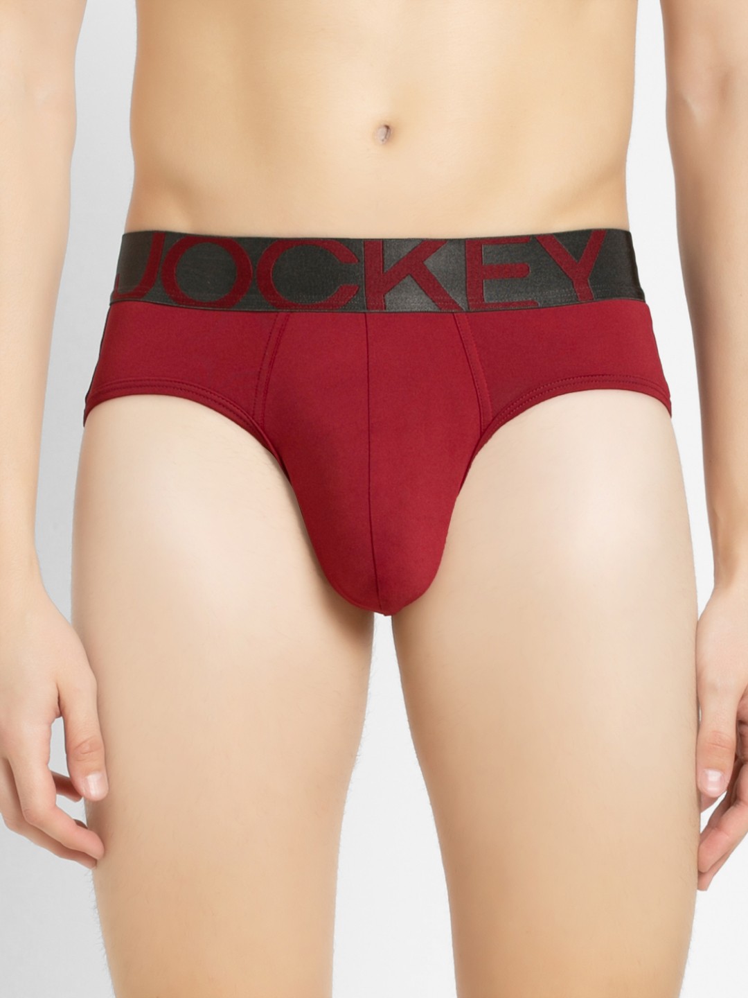 

Jockey Men Tactel Microfiber Stretch Brief with Moisture Move Treatment- IC27-0105, Maroon