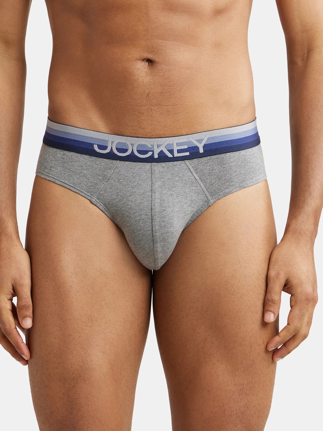 

Jockey Super Combed Cotton Stretch Solid Brief with Ultrasoft Waistband-US07, Grey melange