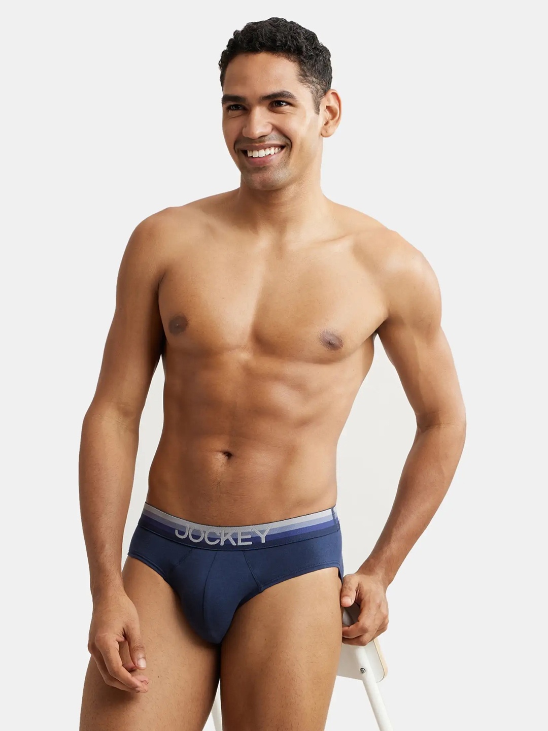 

Jockey Super Combed Cotton Stretch Solid Brief with Ultrasoft Waistband-US07, Navy blue