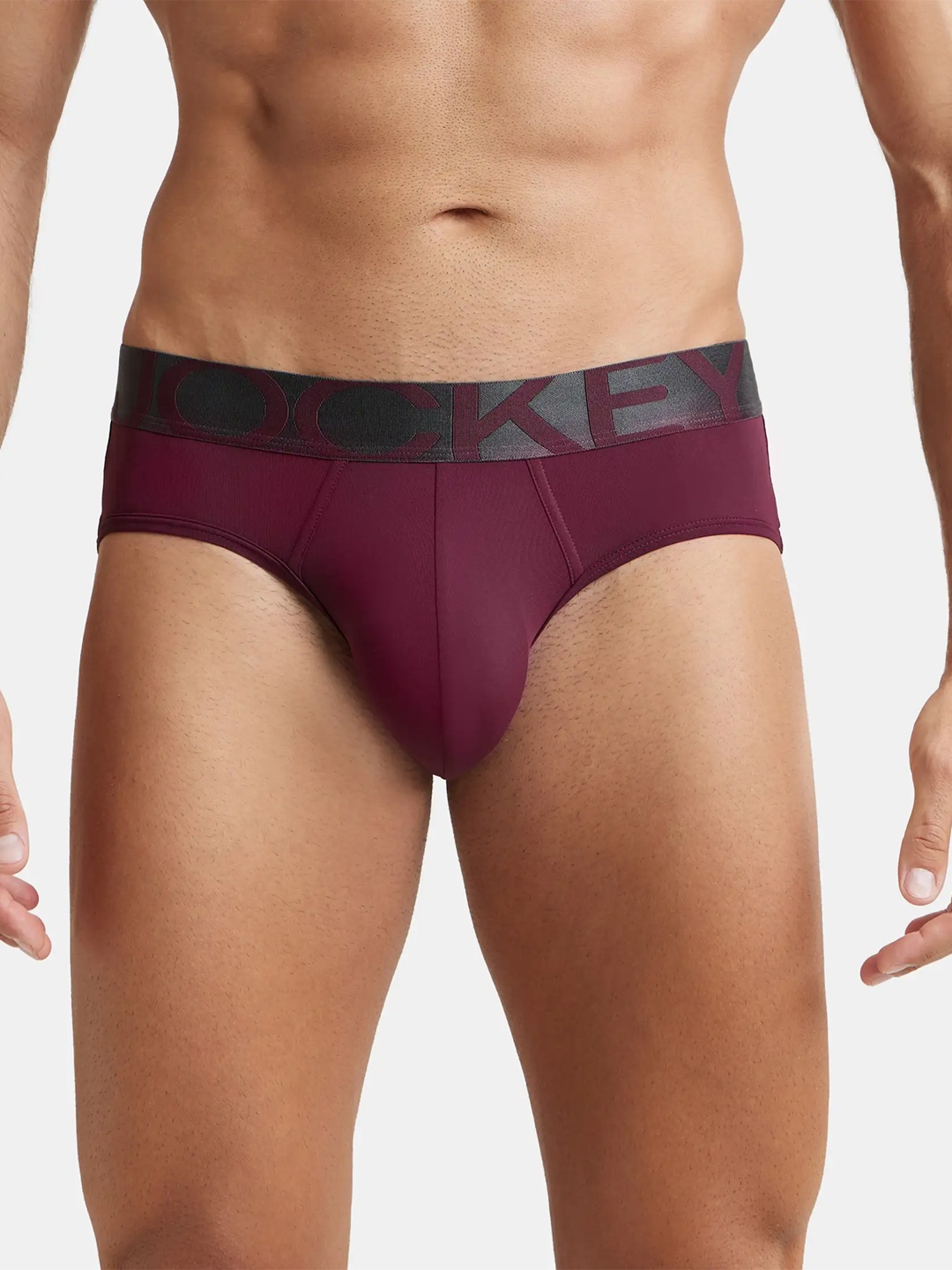 

Jockey Tactel Microfiber Stretch Solid Brief with Moisture Move Treatment-IC27, Burgundy
