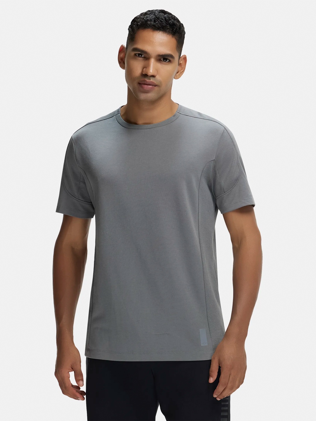 

Super Combed Cotton Blend Solid Tshirt with Breathable Mesh-MV01, Grey