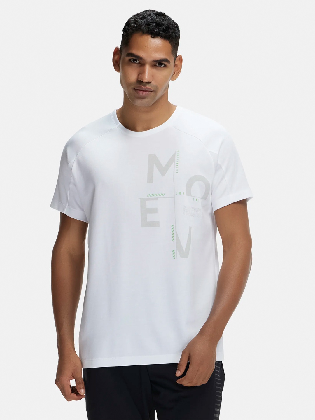 

Jockey Men White Typography Printed Casual T-shirt