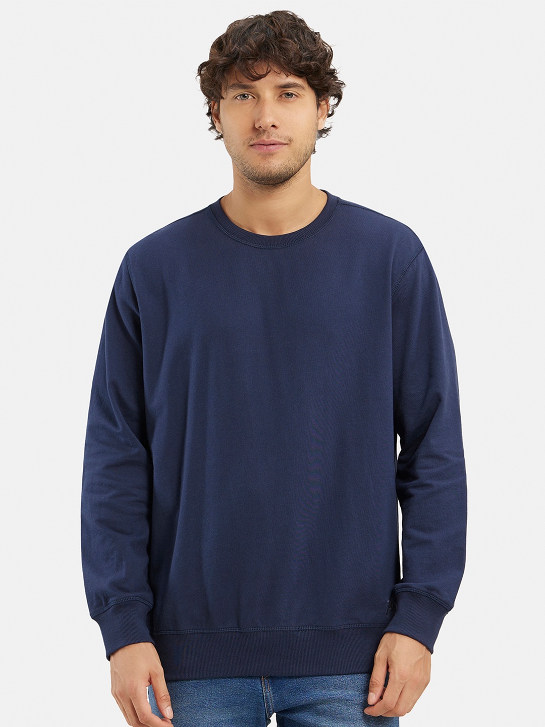 

Jockey Combed Cotton French Terry Sweatshirt with Ribbed Cuffs-2716, Navy blue