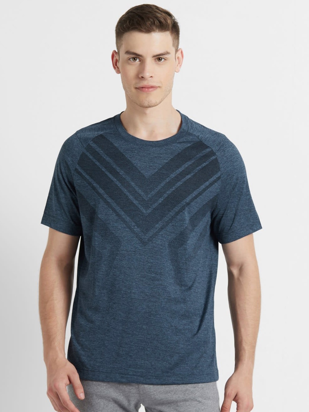 

Jockey Men Navy Blue Printed Round Neck Active T-shirt