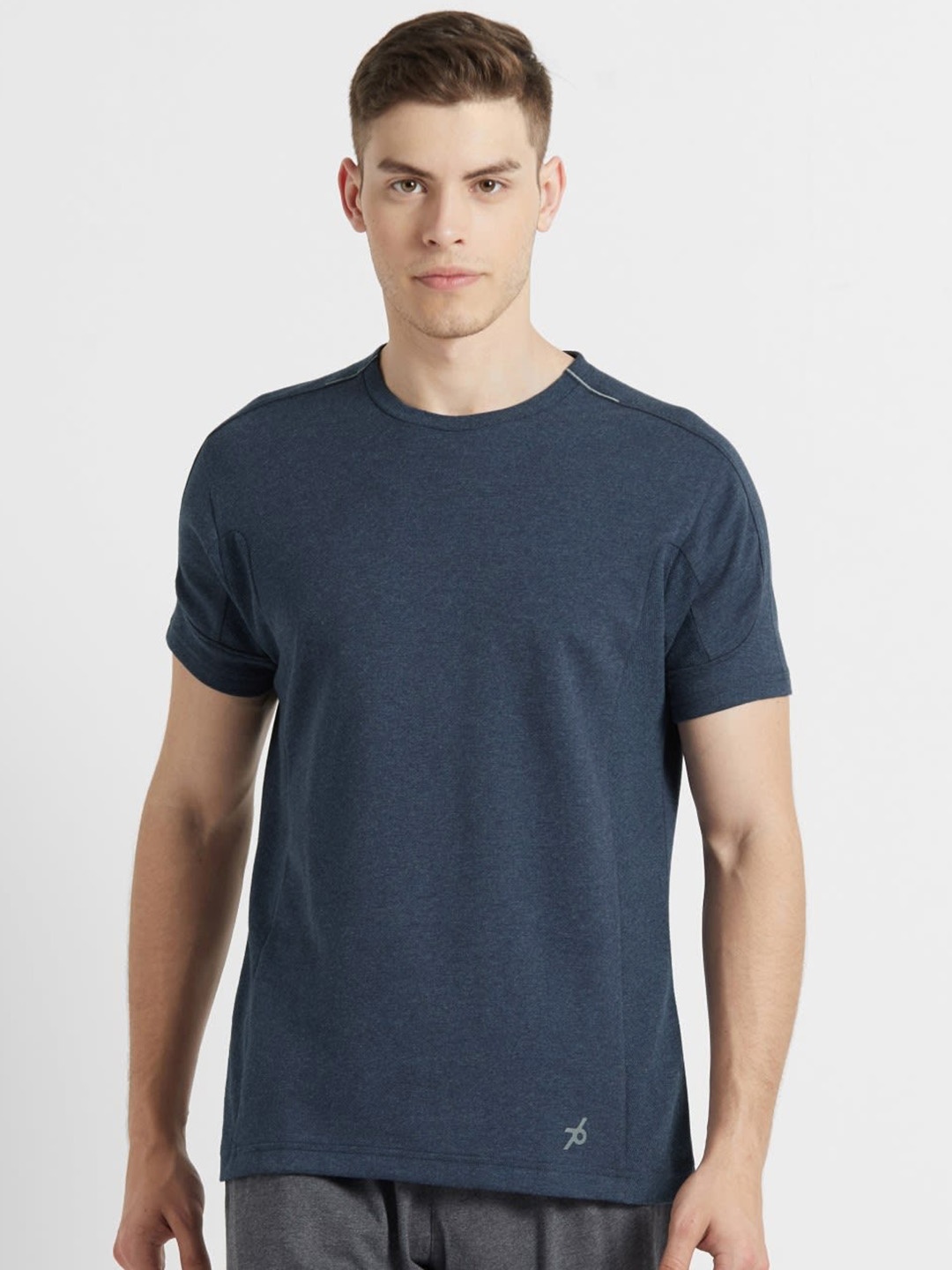 

Jockey Men Navy Blue Solid Round Neck Active T-shirt