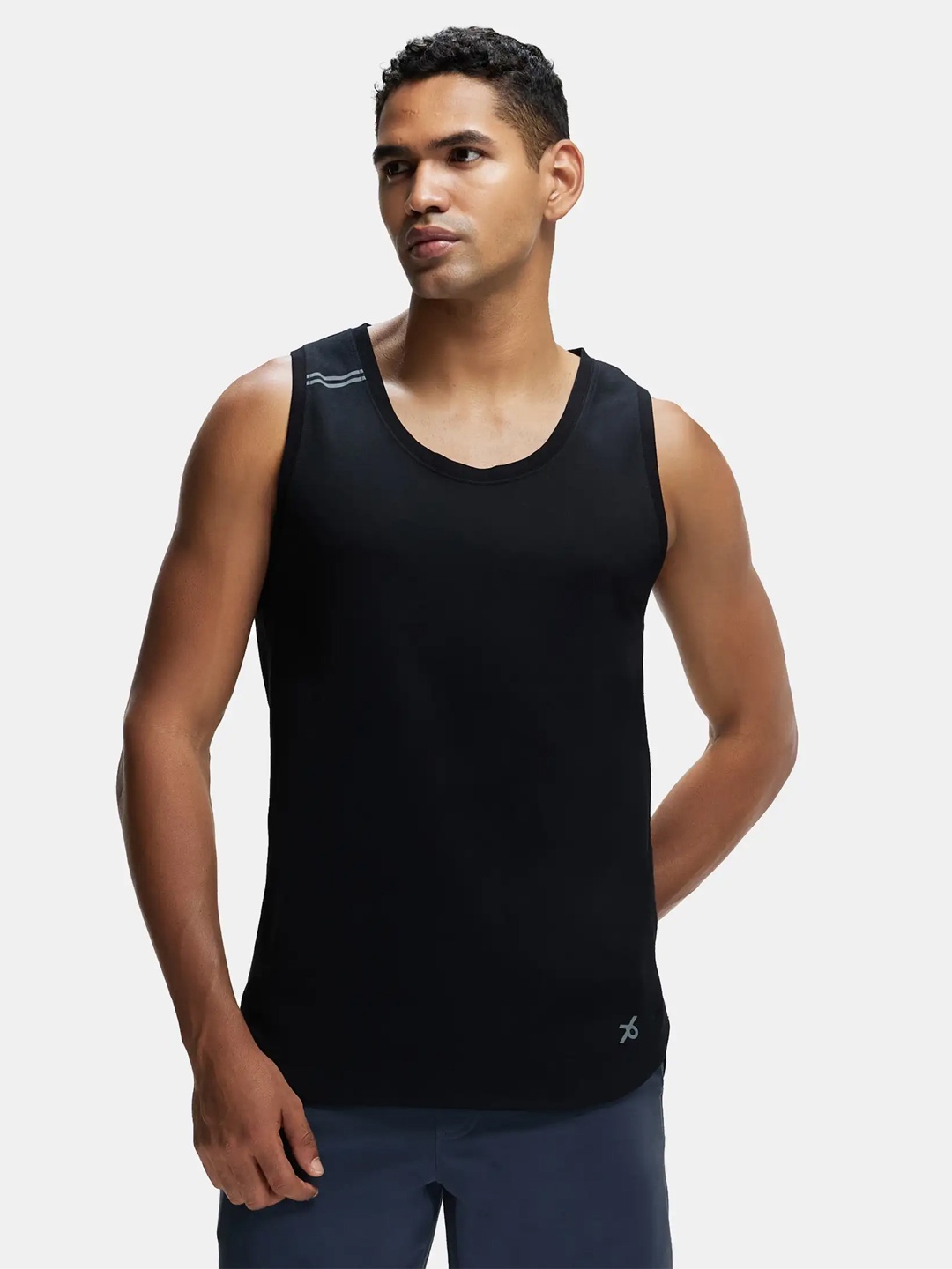 

Super Combed Cotton Blend Solid Performance Tank Top with Breathable Mesh-MV06, Black