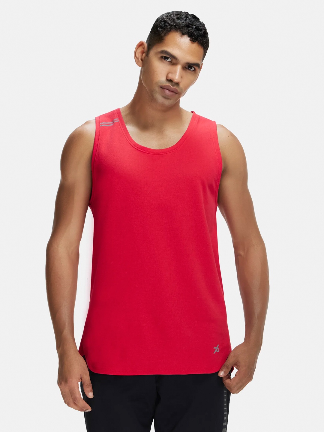 

Jockey Men Red Printed Round Neck Active T-shirt