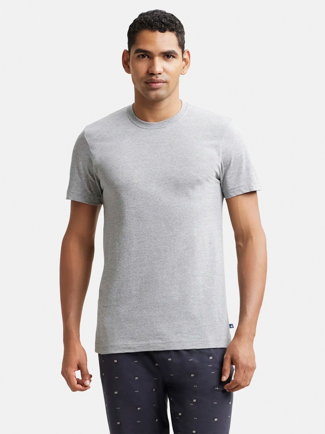 

Jockey Combed Cotton Half Sleeved Inner Tshirt-MC06, Grey melange