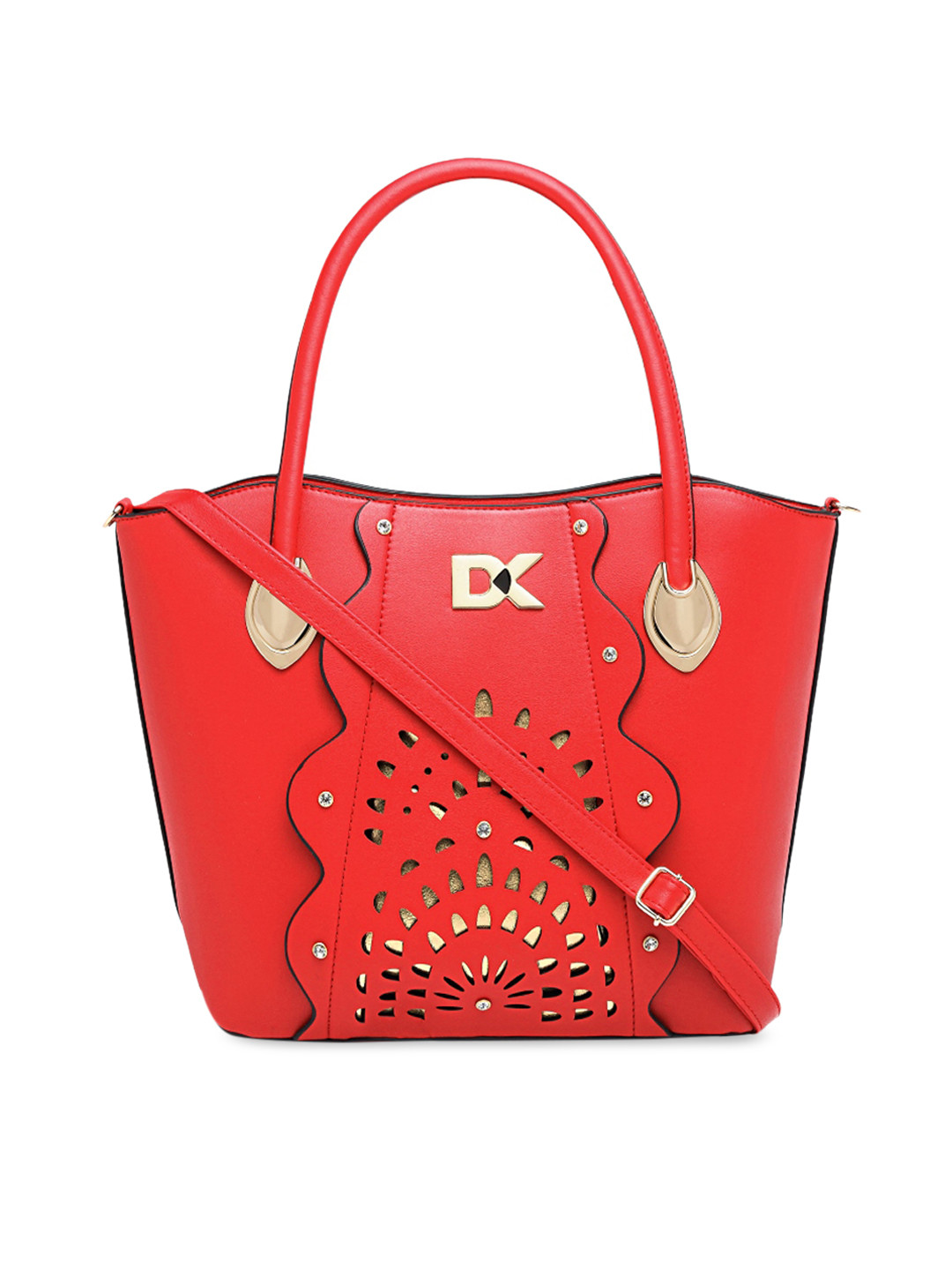 

Diana Korr Red Embellished Cut Work Handheld Bag