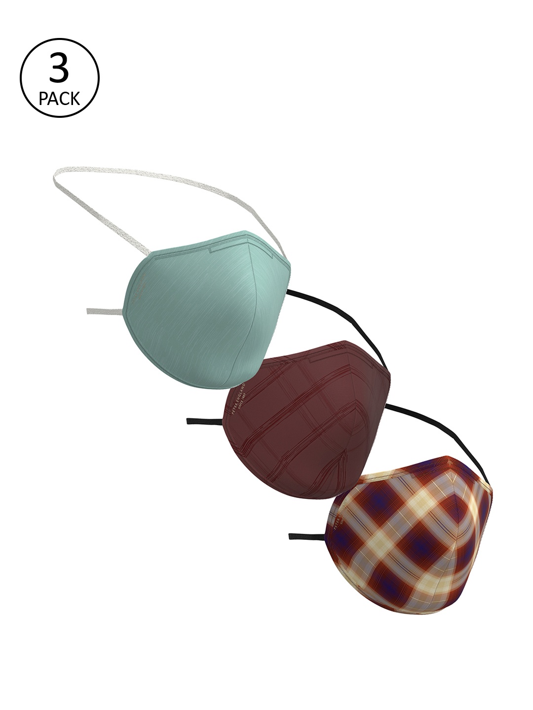 

Peter England Men 3 Pcs Assorted 3-Ply Reusable Fabric Masks