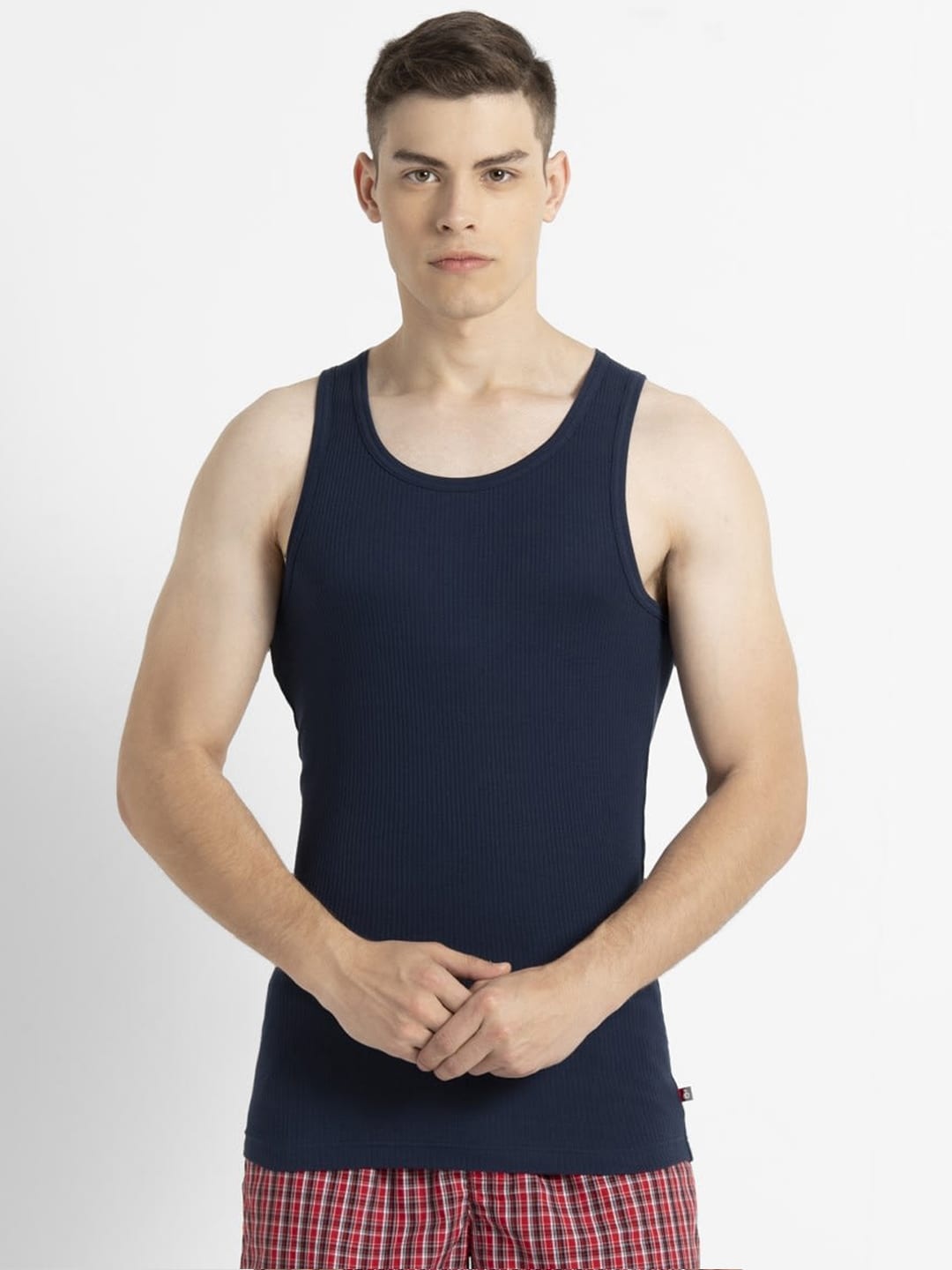 

Jockey Men Navy Blue Self-Striped Innerwear Vest US33-0110