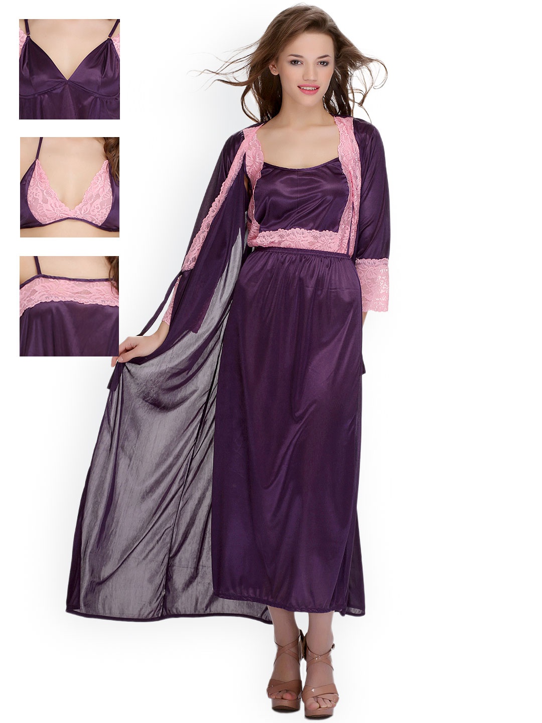 

Clovia Purple Nightdress Set NS0564P15