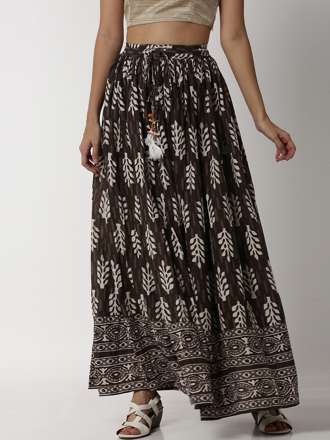 

Soch Grey Printed Pure Cotton Flared Straight Skirt
