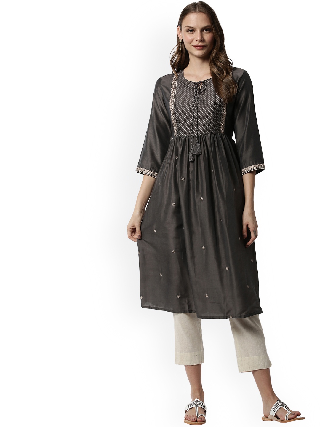 

Soch Women Black Ethnic Motifs Yoke Design Thread Work Kurta