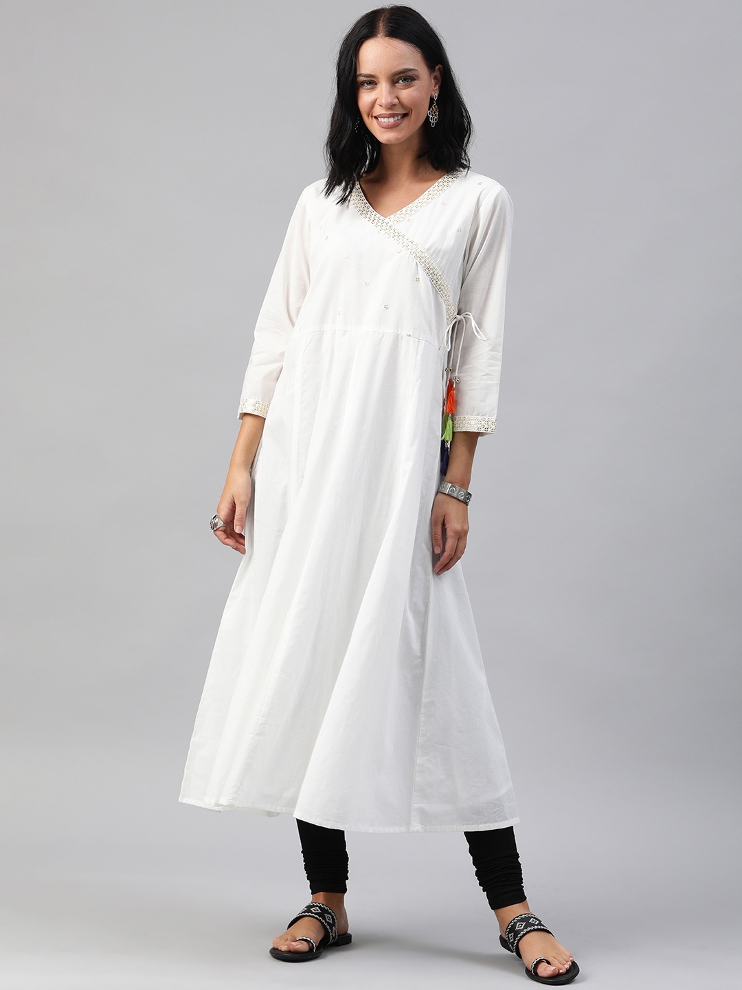 

Soch Women White Embellished A-Line Kurta