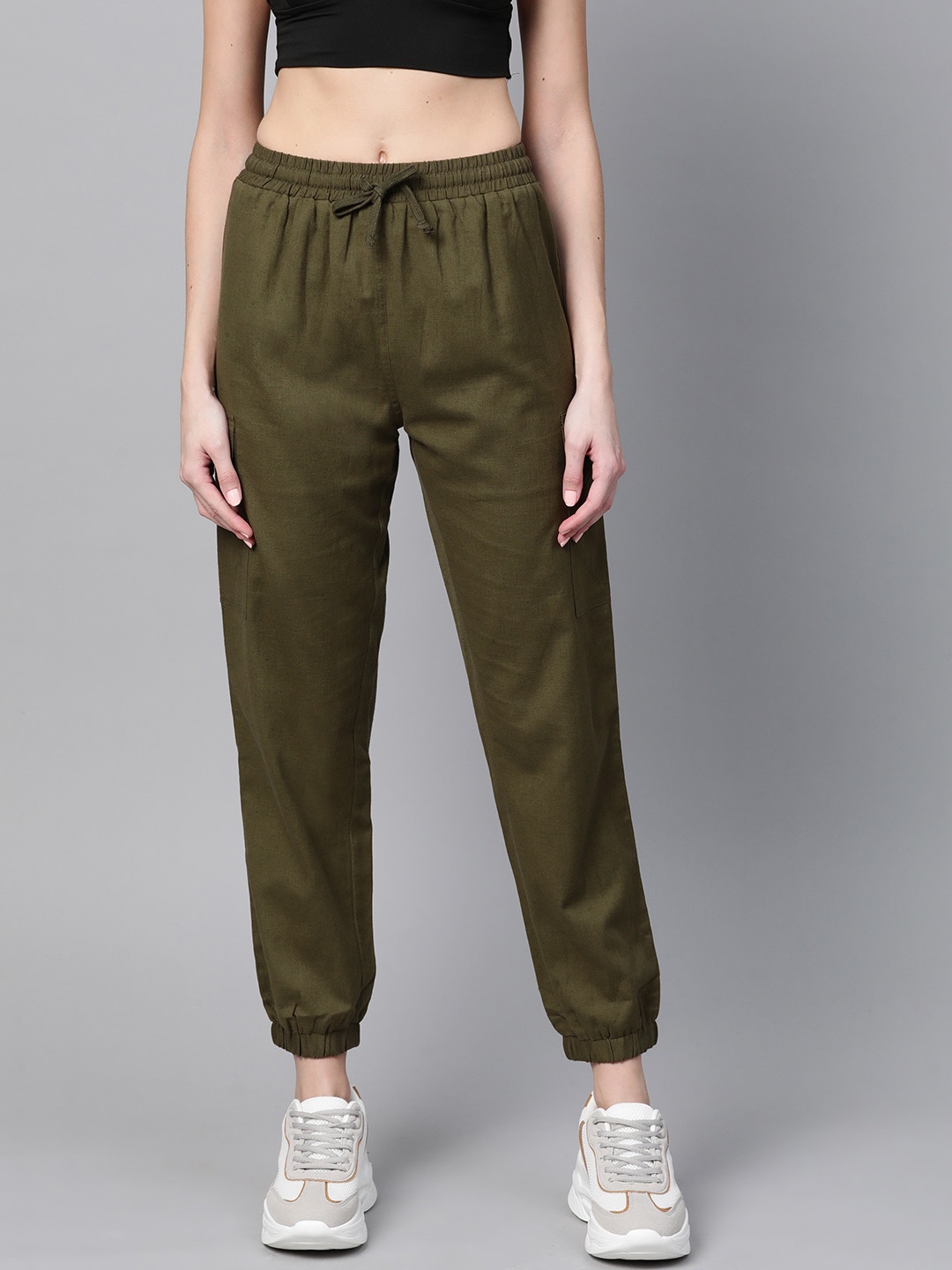 

SASSAFRAS Women Olive Green Joggers