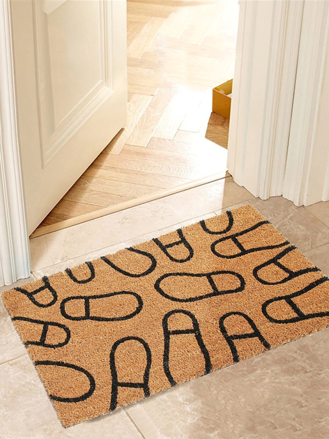 

Onlymat Brown & Black Shoe Print Coir Doormat