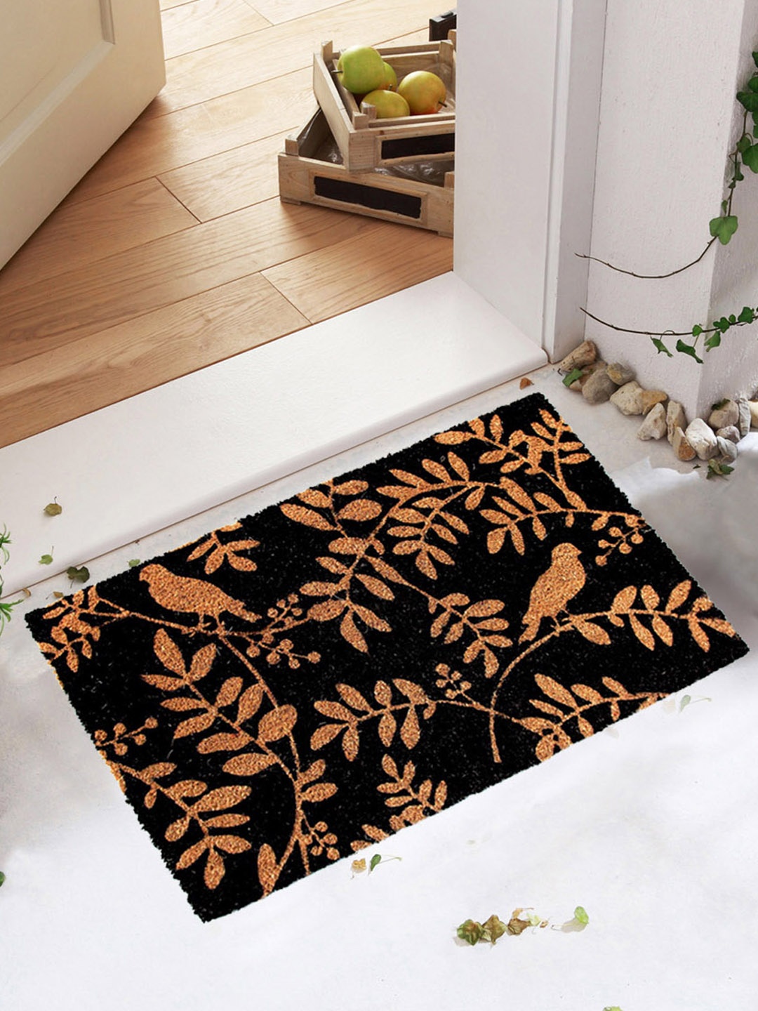 

Onlymat Brown & Black Printed Bird & Leaf Coir Doomat