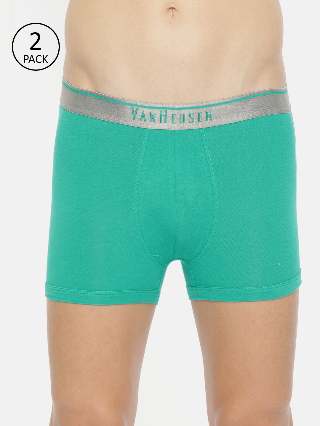 

Van Heusen Men Pack of 2 Sea Green Solid Trunks