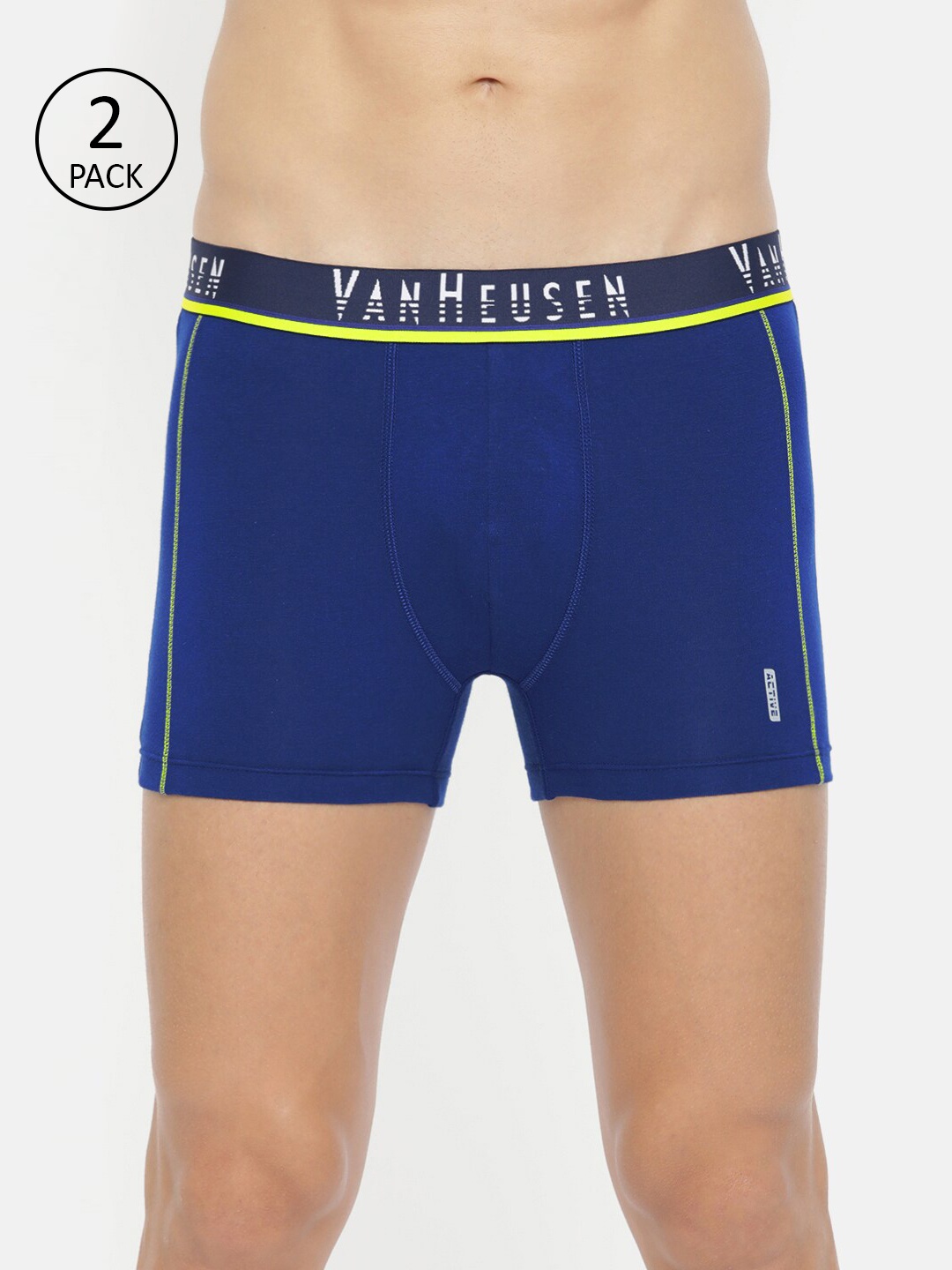 

Van Heusen Men Pack of 2 Blue Solid Trunks