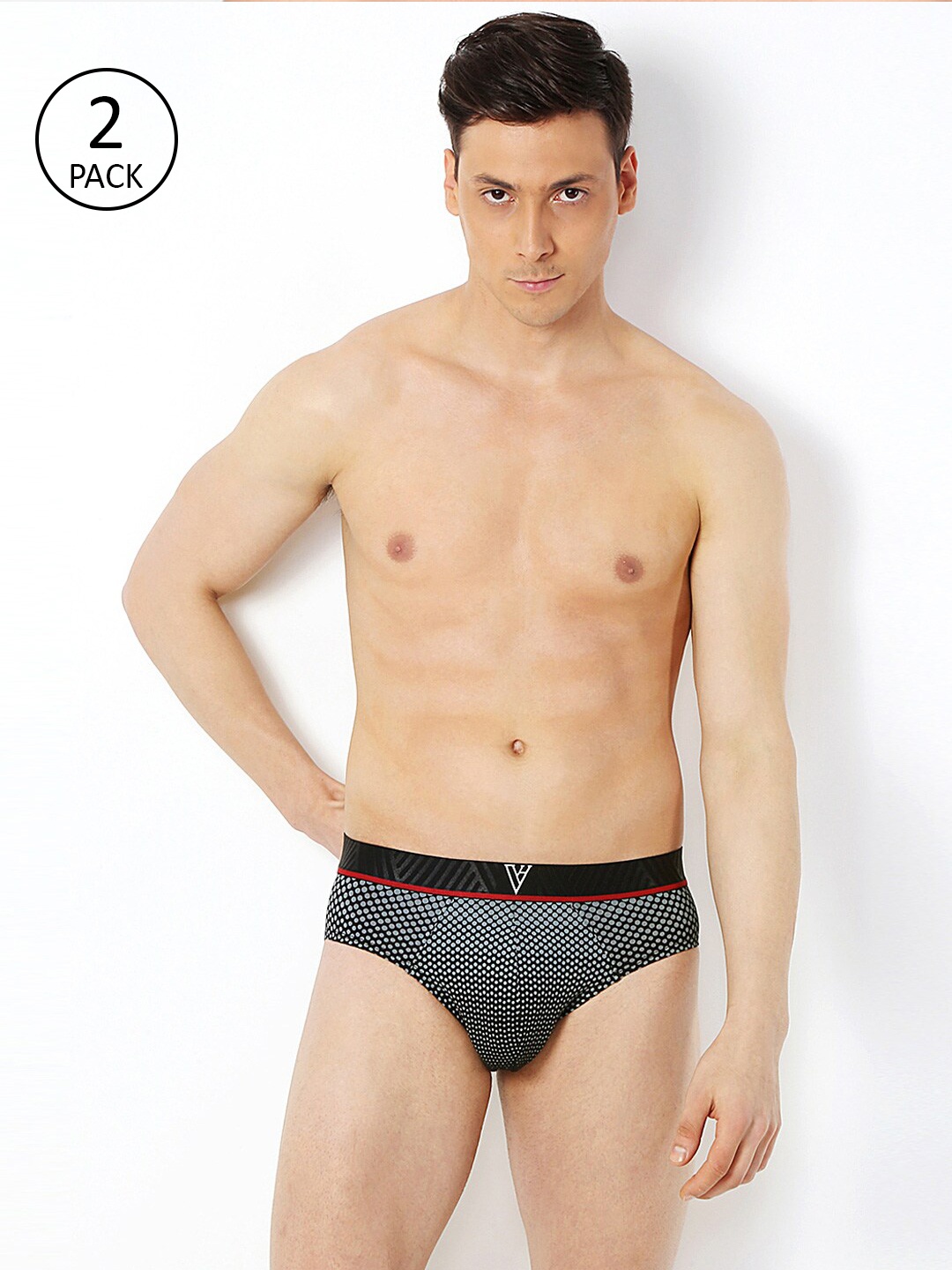 

Van Heusen Men Pack of 2 Black & Grey Printed Briefs 2113860