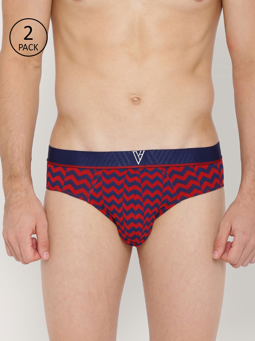 

Van Heusen Men Pack Of 2 Navy blue & Red Printed Brief