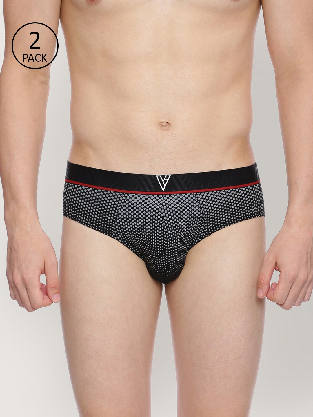 

Van Heusen Men Pack Of 2 Black & Grey Printed Brief