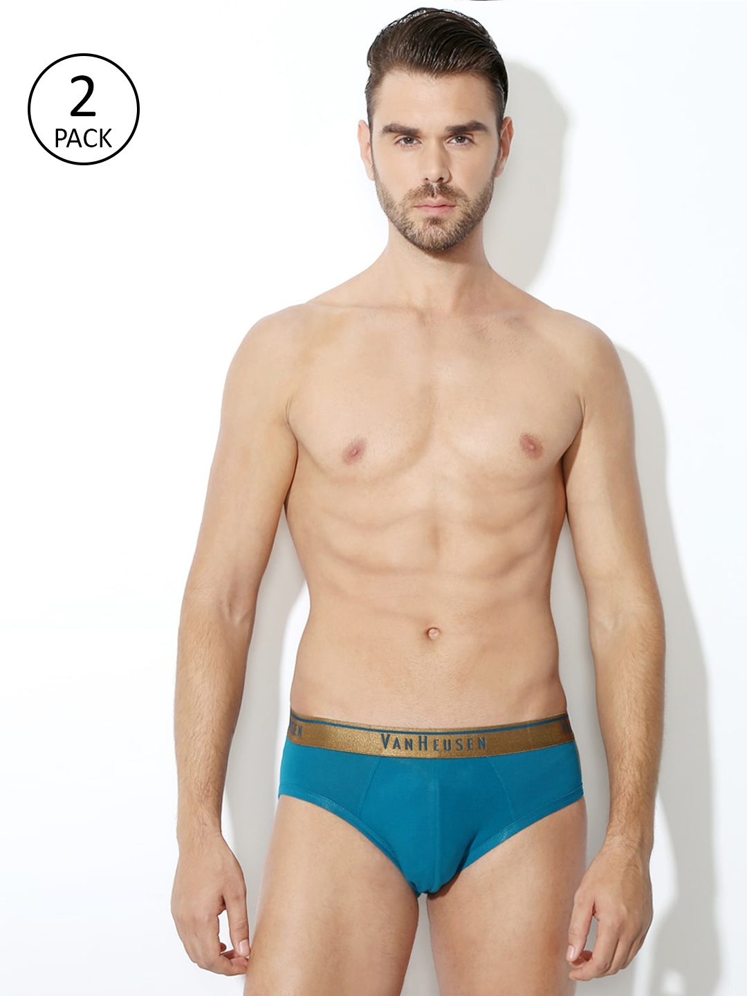

Van Heusen Men Pack Of 2 Blue Solid Briefs