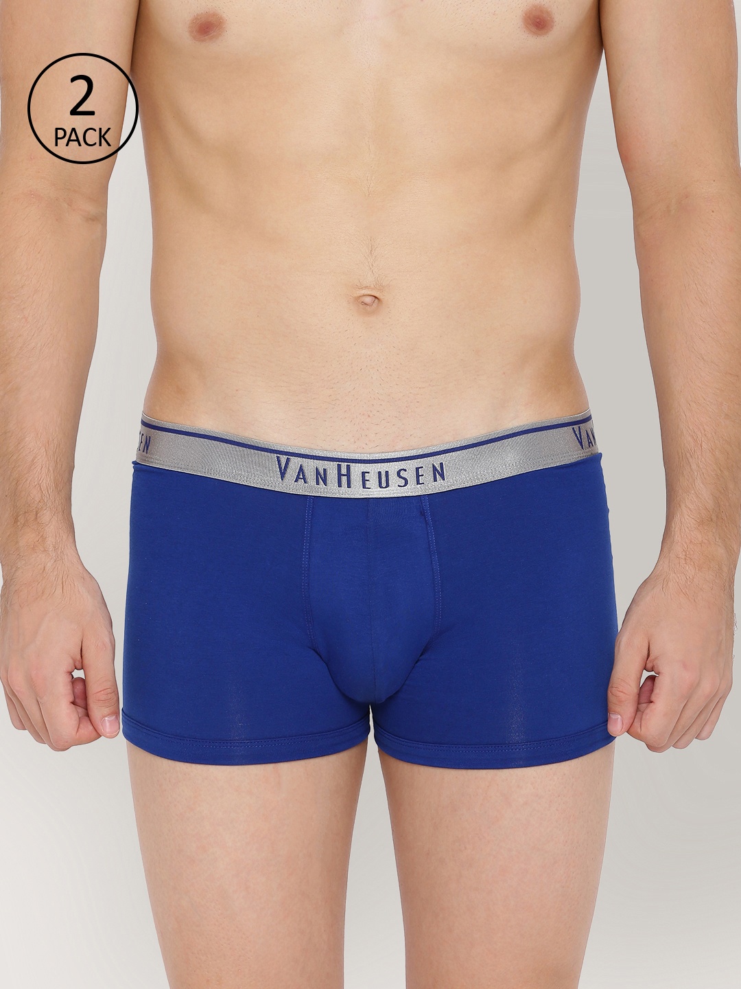 

Van Heusen Men Pack of 2 Blue Solid Trunks