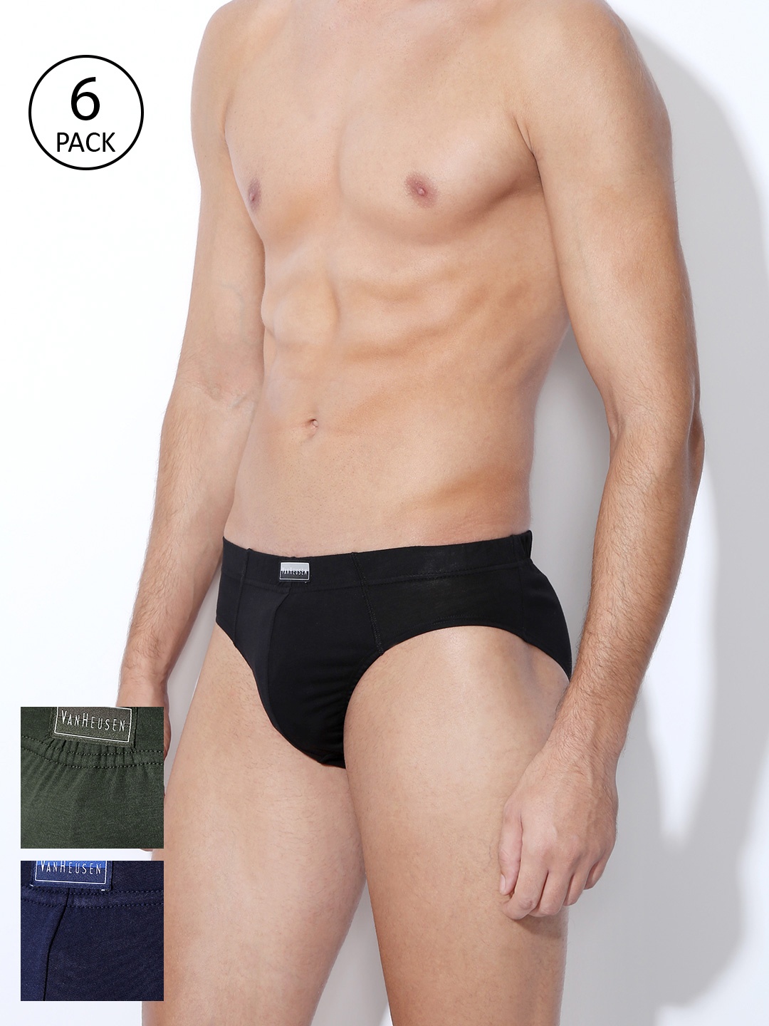 

Van Heusen Men Pack of 6 Solid Briefs, Black