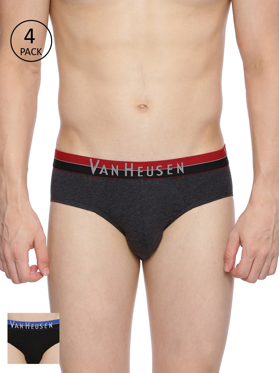 

Van Heusen Men Pack of 4 Solid Briefs, Charcoal