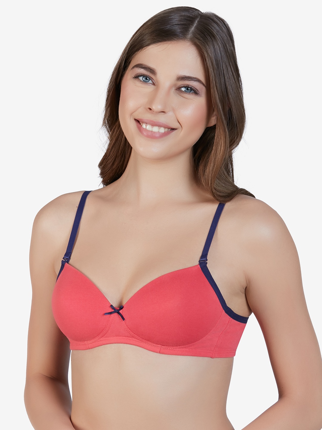 

Amante Solid Padded Wirefree Radiant Chic T-Shirt Bra - BRA24201, Coral