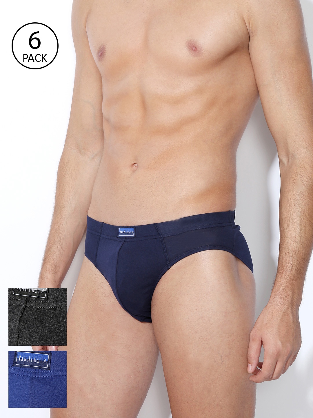 

Van Heusen Men Pack of 6 Solid Briefs, Navy blue