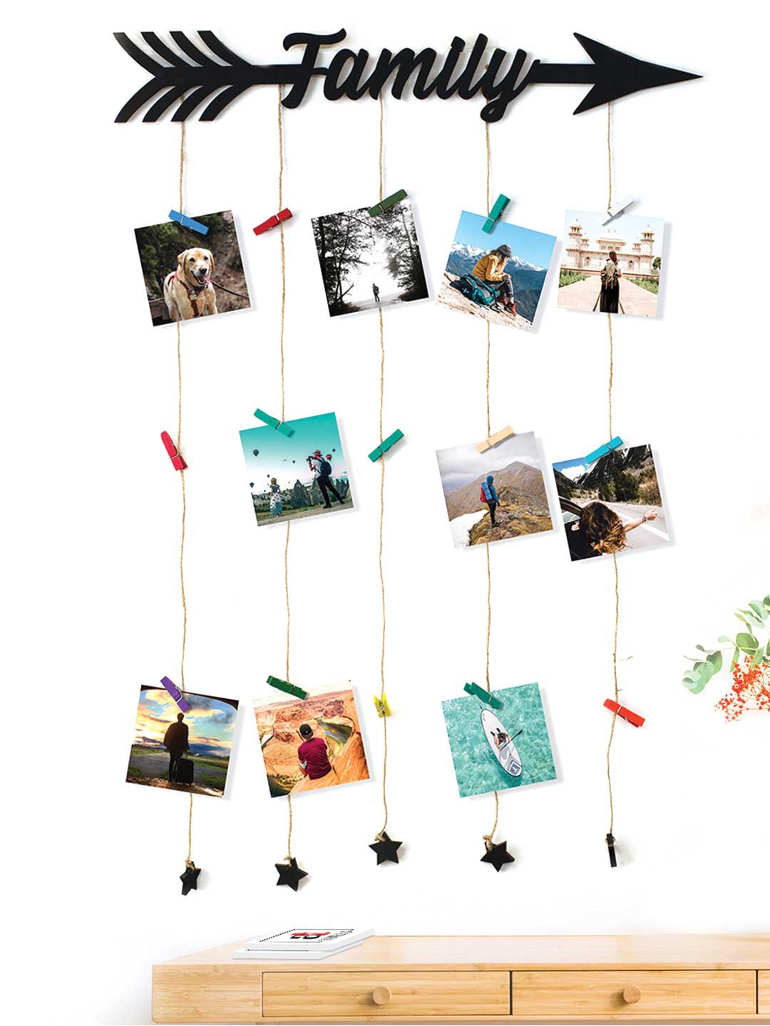 

Art Street Black Family Wall Hanging 20 Photos Holders with Clips