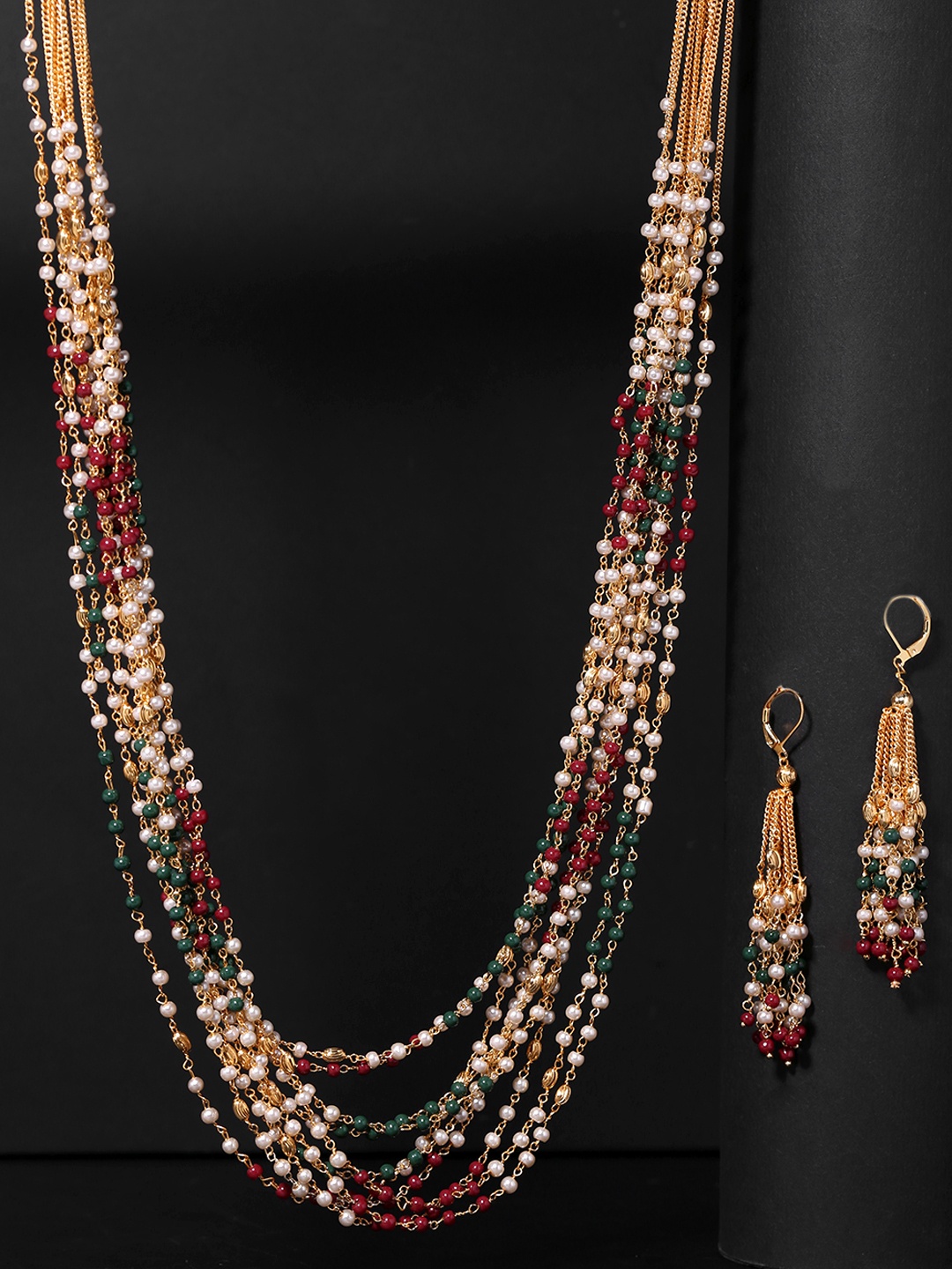

Yellow Chimes Gold-Toned Layered Handcrafted Jewellery Set, Multi