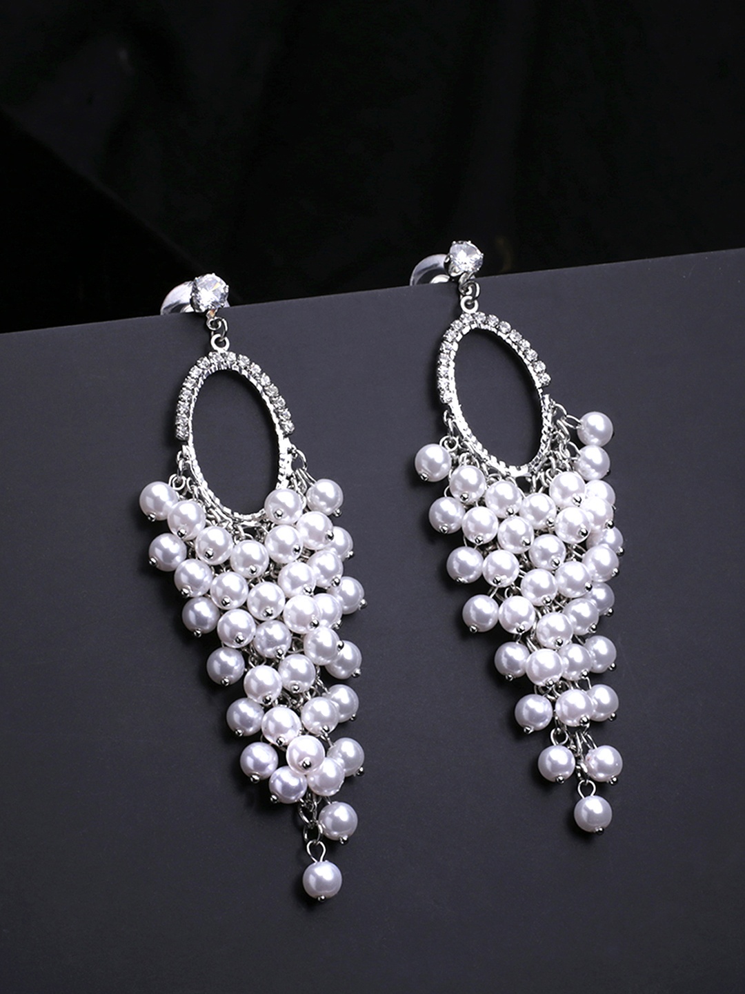 

Yellow Chimes White & Rhodium-Plated Classic Drop Earrings