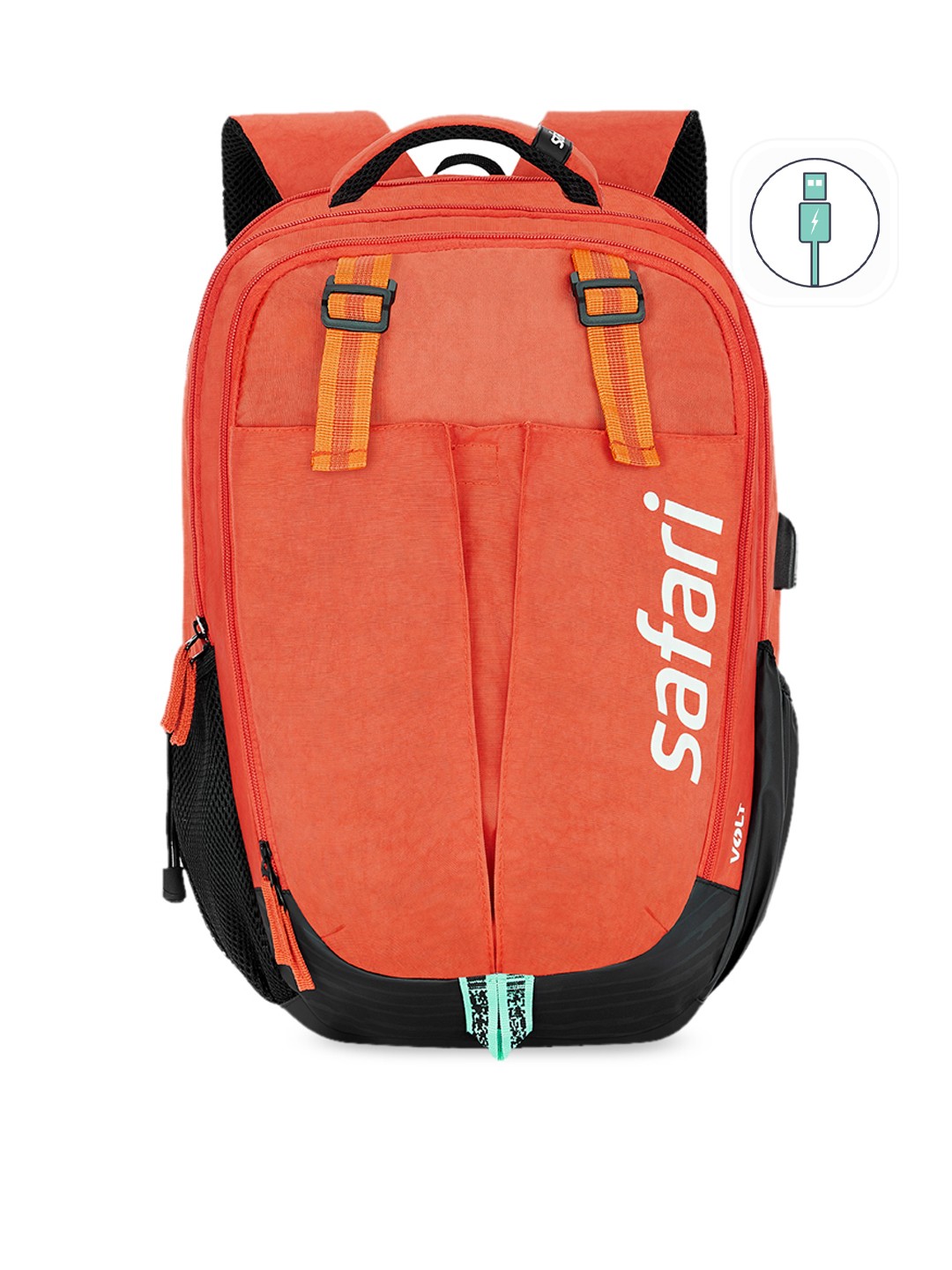 

Safari Unisex Orange & Black Overalls Brand Logo Printed Backpack