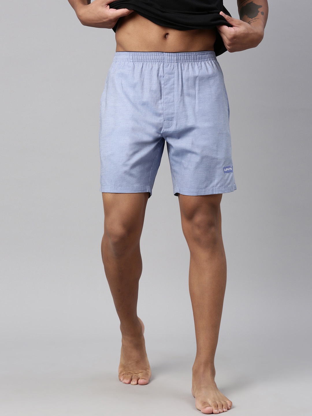 

Levis Men Solid Cotton Woven Soft Boxer Shorts with Side Pocket, Blue