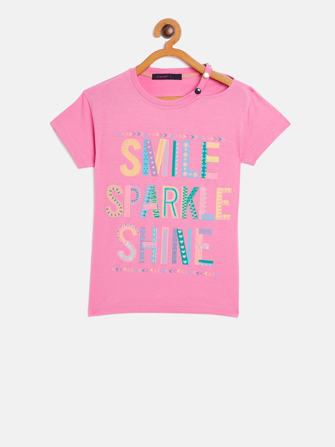 

Ziama Girls Pink Printed Top