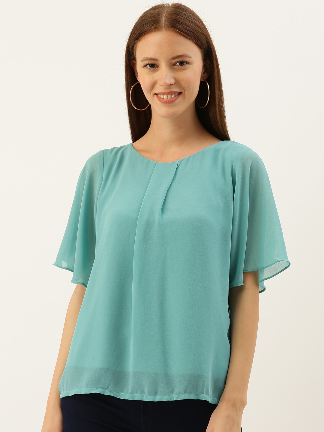 

AND Women Turquoise Blue Solid Top