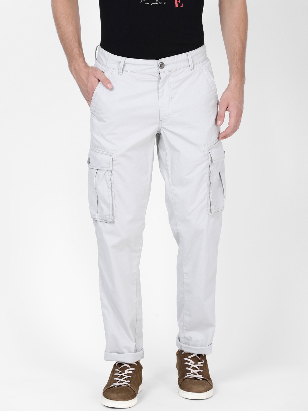 

t-base Men Grey Regular Fit Solid Cargos
