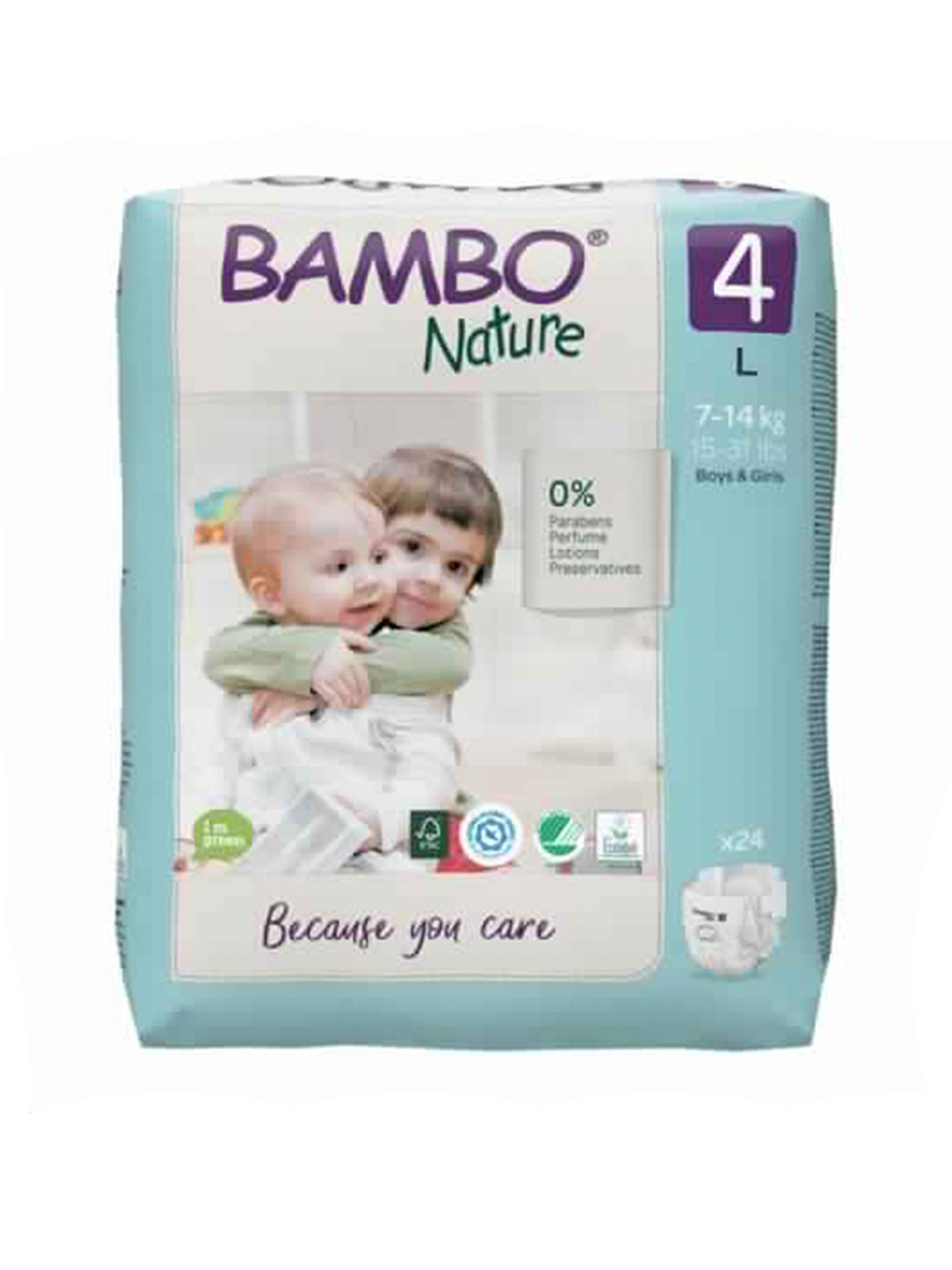 

Bamboo Nature Eco-Friendly Set of 24 Large Diapers With Wetness Indicator, White