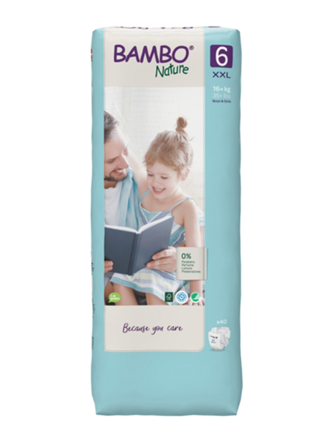 

Bambo Nature Set of 40 XXL Eco-friendly Tape Diapers with Wetness Indicator, White